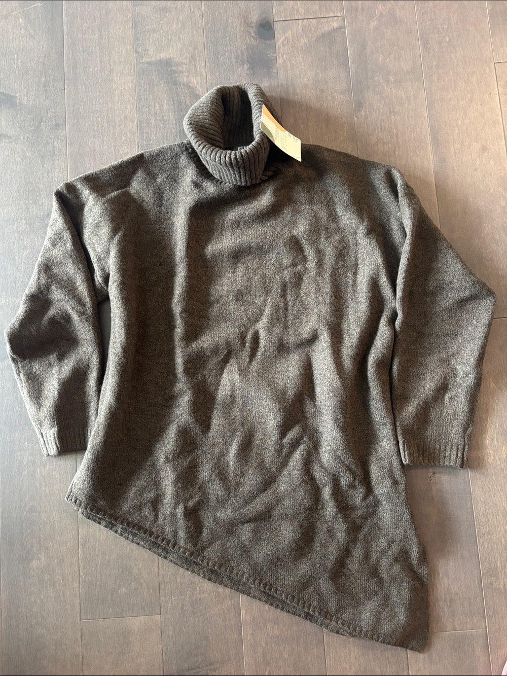 Women's Asymmetric Hem Turtleneck Sweater - Brown Taupe